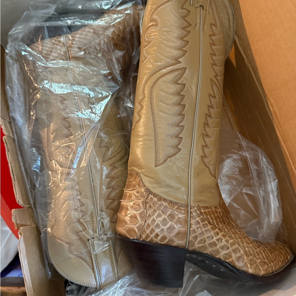 Justin Boots Champagne Python Cowboy Boots